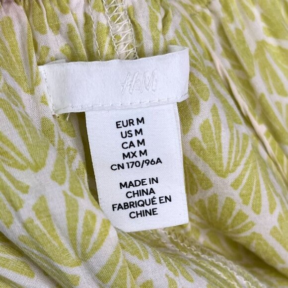 H&M chartreuse Geometric Print Sleeveless Maxi Dress | Ruffled Neckline | Size M - Picture 8 of 11